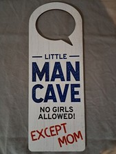 Little Man Cave Wood Plaque Decor Door/Wall Hanging Sign 11" x 4
