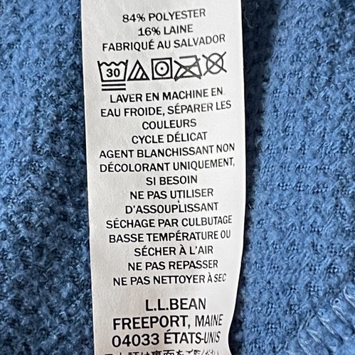 L.L. Bean Women's Pullover Fleece Sweater Size XL Blue Shawl Collar Wool Blend - Picture 9 of 12