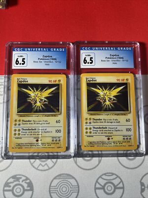ZAPDOS (1999) Pokemon Base Set Unlimited Holo Rare 16/102 CGC 6.5