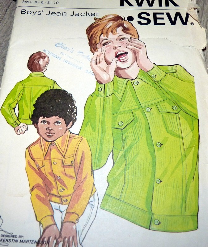 *VTG 1970s Boys JEAN JACKET Sewing Pattern Size 4-6-8-10 Years Uncut