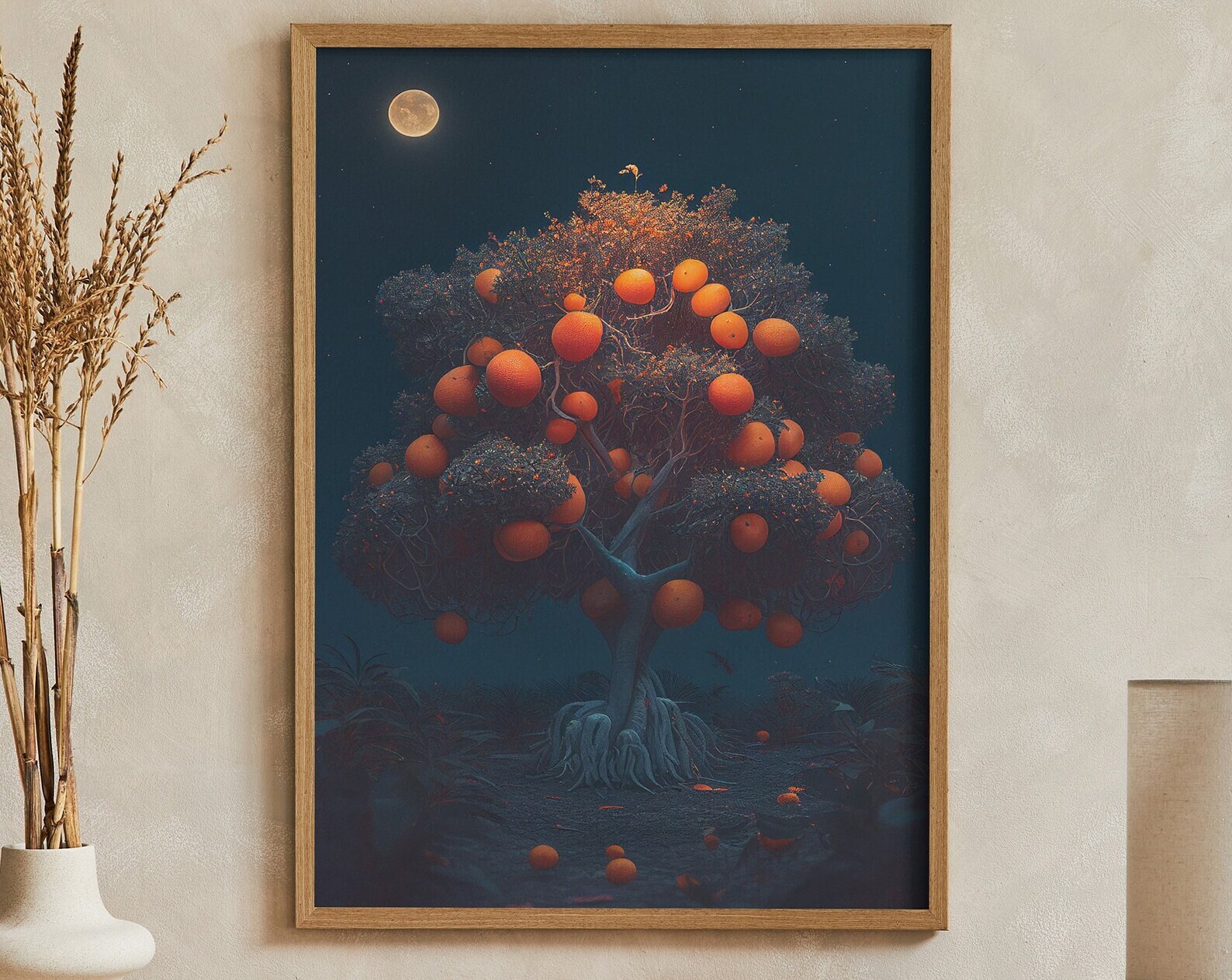 Surreal Orange Tree Painting Botanic Print Artwork Print At Home Wall Art Wall