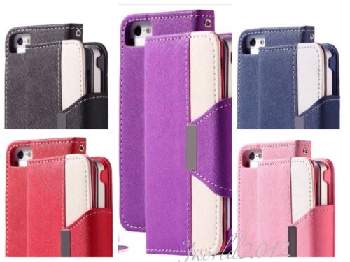 Magnetic flip wallet card pouch new hybrid design Case Cover for iPhone Samsung  - Bild 1 von 18