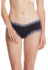 Hanky Panky Women Supima Cotton Boyshort Contrast Trim Blue Size XS