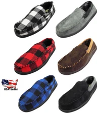 Norty Mens Moccasin Slip On Loafer Slipper Indoor/Outdoor Sole - 6 Colors
