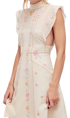 Nuevo con etiquetas Free People Riviera Crema Floral Bordado Ilusión Malla 2 S - Imagen 2 de 2