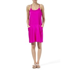 Theory Silk Alesandra Slip Dress with Pockets Fuchsia Magenta Pink