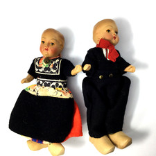 Antique Dutch Netherlands Holland Folk Dolls Girl and Boy Celluloid 7"