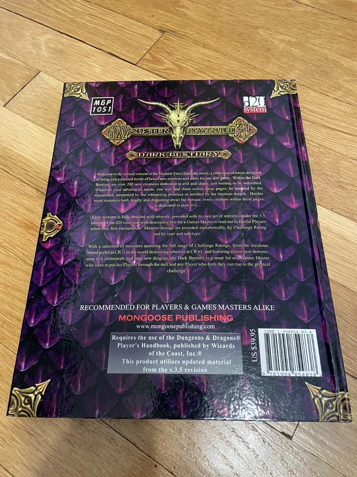 Dungeons & Dragons 3.5: Monster Encyclopaedia II: Dark Bestiary Mongoose D20 - Image 2 of 4