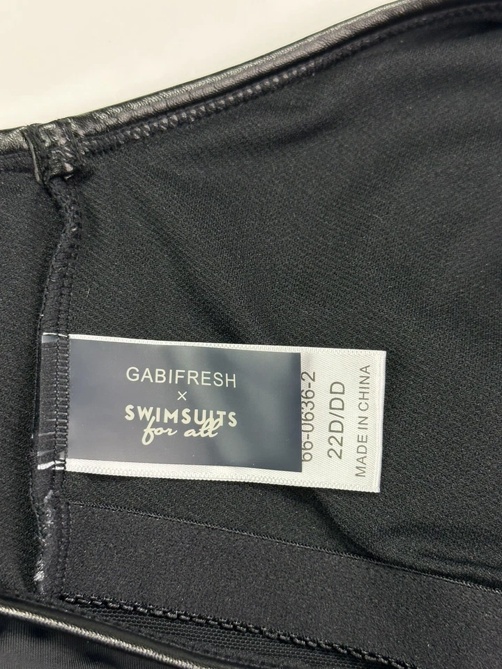 Trajes de baño Gabi Fresh para todos una pieza 22D/DD negro cuero ribete malla cremallera dorada Foto 4 de 4