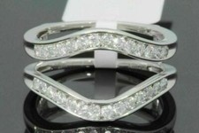 14k White Gold Plated 0.50 Ct Simulated Diamond Enhancer Ring Guard Wedding Band