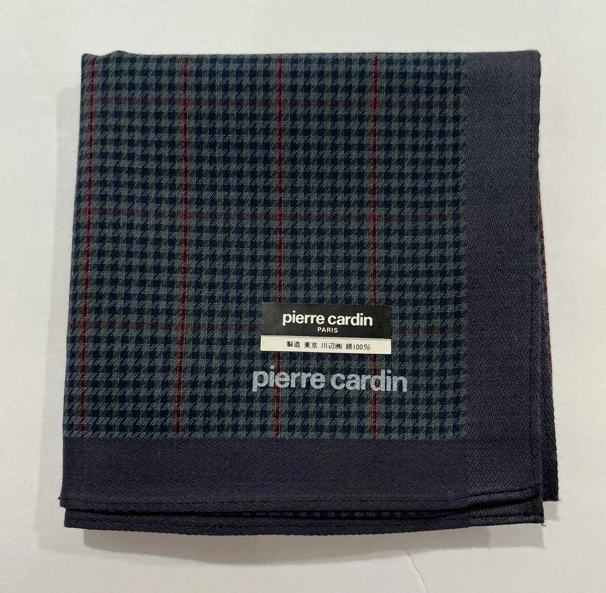 HANDKERCHIEF VINTAGE MEN PIERRE ART BLUE CHECKS PLAIN POCKET SQUARE COTTON 18"