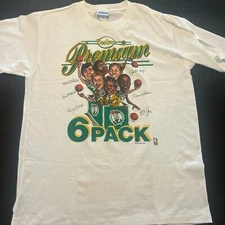 Vintage 1986 Boston Celtics 6-pack white color reprint T-shirt Men Women