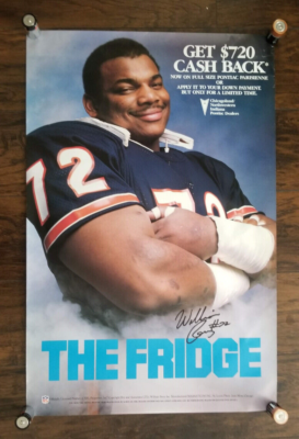 William Perry 1985 Chicago Bears Pontiac RARE signed Poster THE