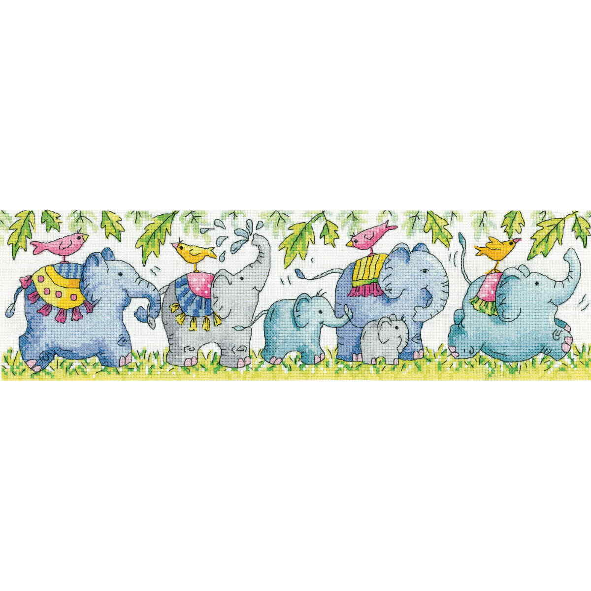 Heritage counted cross stitch kit evenweave fabric ""Elephants on Parade"", KCEP15