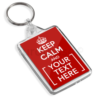 Keep Calm And Carry On personalisierter Schlüsselanhänger mit Wunschtext | transparent