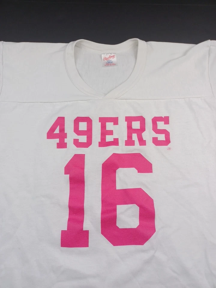 Camiseta De Fútbol De Colección Rawlings San Francisco 49ers #16 Rosa Blanca Talla Grande  Foto 2 de 4