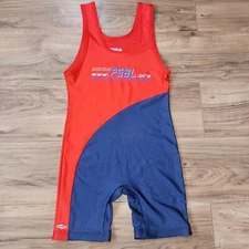 Vintage Matman PSAL States Wrestling Singlet - Adult Size Medium M Orange / Blue