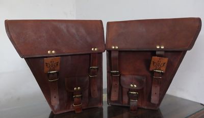 Sacoche De Selle Moto En Cuir Marron JMB – 12x15x5 Pouces – Artisanale Inde – Gauche/droite