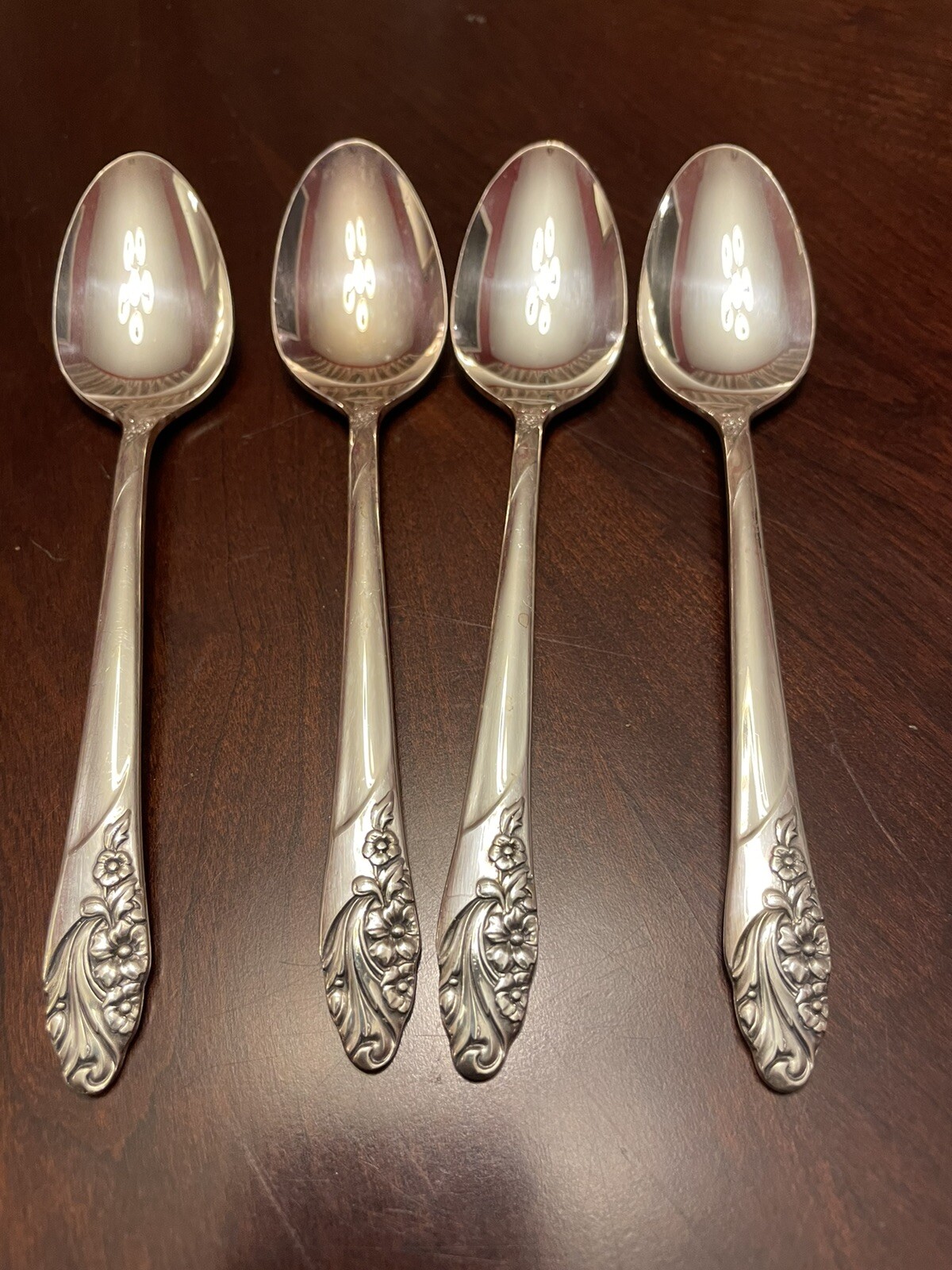 4 Oneida Community Flatware Evening Star Silverplate Teaspoons Spoons 6