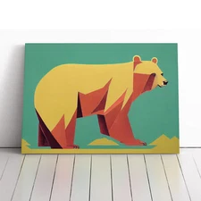 Bear Art Deco Abstract Canvas Wall Art Print Framed Picture Decor Living Room