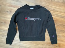 VINTAGE WOMENS Y2K CHAMPION REVERSE WEAVE BLACK SWEATSHIRT CREW SIZE SMALL