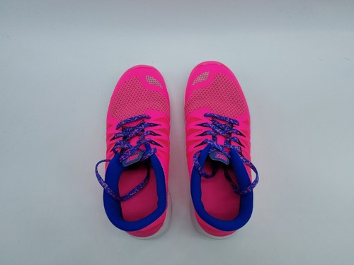 Nike Free 5.0 (GS) Girl's Size 4Y Running Shoes Hyper Pink Metallic Silver Royal - Picture 4 of 12