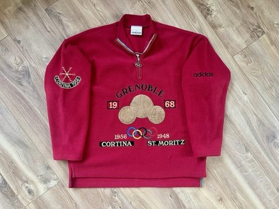Adidas Olympic Collection Vintage Fleece Pullover Grenoble Cortina St. Moritz M