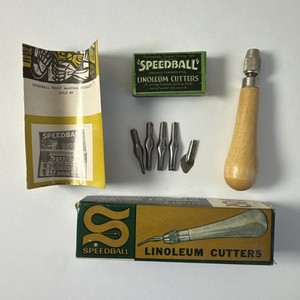 Vintage Speedball Linoleum Cutter No. 4131 in Original Box w/ 5 Blades