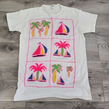 Vtg Ship 'N Shore Women's Short Boat Palm Tree Top Cover Up Dress One Size READ