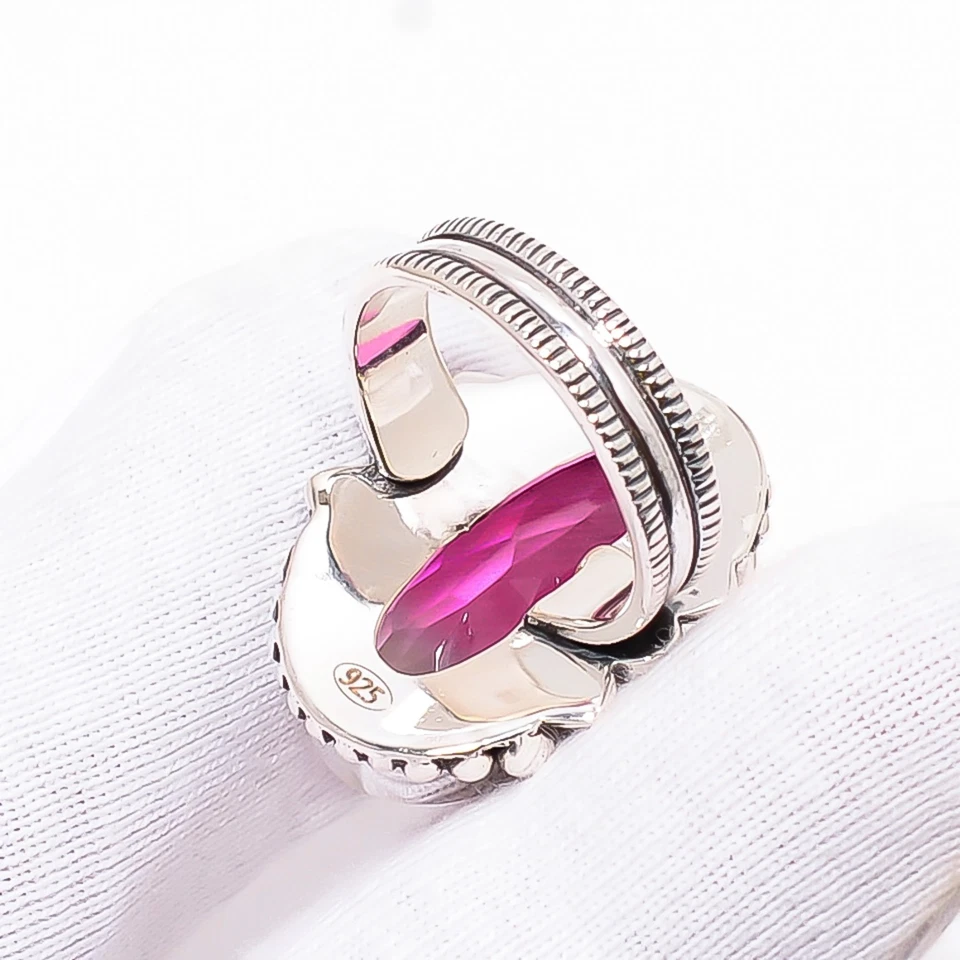 Bi- Color Tourmaline Gemstone 925 Sterling Silver Handmade Jewelry Ring All Size - Image 4 of 4