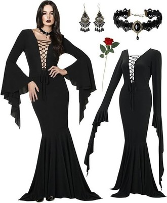 white christmas dresses Morticia Addams Costume main image 1