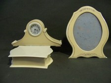 Vintage Ivory Du Barry Pyralin Celluloid 3 Pc Vanity/Dresser Set ca. 1920s VGUC