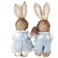 2pcs Easter Straw Bunny Statues 34x11x9cm Rustic Farmhouse Decor