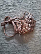NWOT- Brown Leather Basket Weave Dog Muzzle - XL