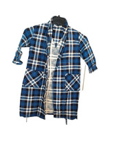 Kids Youth Boys Long Sleeves Blue Plaid Multicolor BathRobe.