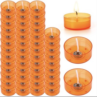 100 PC Orange Tea Light Candle Mold Cups DIY Candle Making Supplies 50 Pk x 2