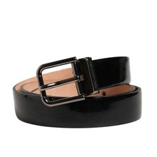 DOLCE & GABBANA Belt Men Black Classic Leather Metal Buckle 110cm / 44in 430usd