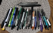 Lot of 27 Assorted Black Ink Pens - Tested Working Bulk Office Promo Mix