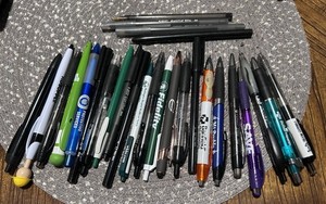 Lot of 27 Assorted Black Ink Pens - Tested & Working! Bulk Office Promo Mix
