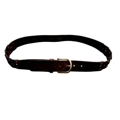 Cinturón De Cuero Fósil Vintage Multicolor Tejido Tachonado Boho Festival Talla M - Imagen 10 de 11