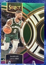 2023-24 Panini Select #138 Damian Lillard Premier Level GREEN WHITE PURPLE PRIZM