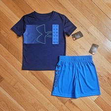 NEW Under Armour Little Boy Tee  Short Set, Blue sz 4 