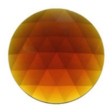 25mm 1 inch Round Dark Amber Faceted Glass Jewel Flat Back