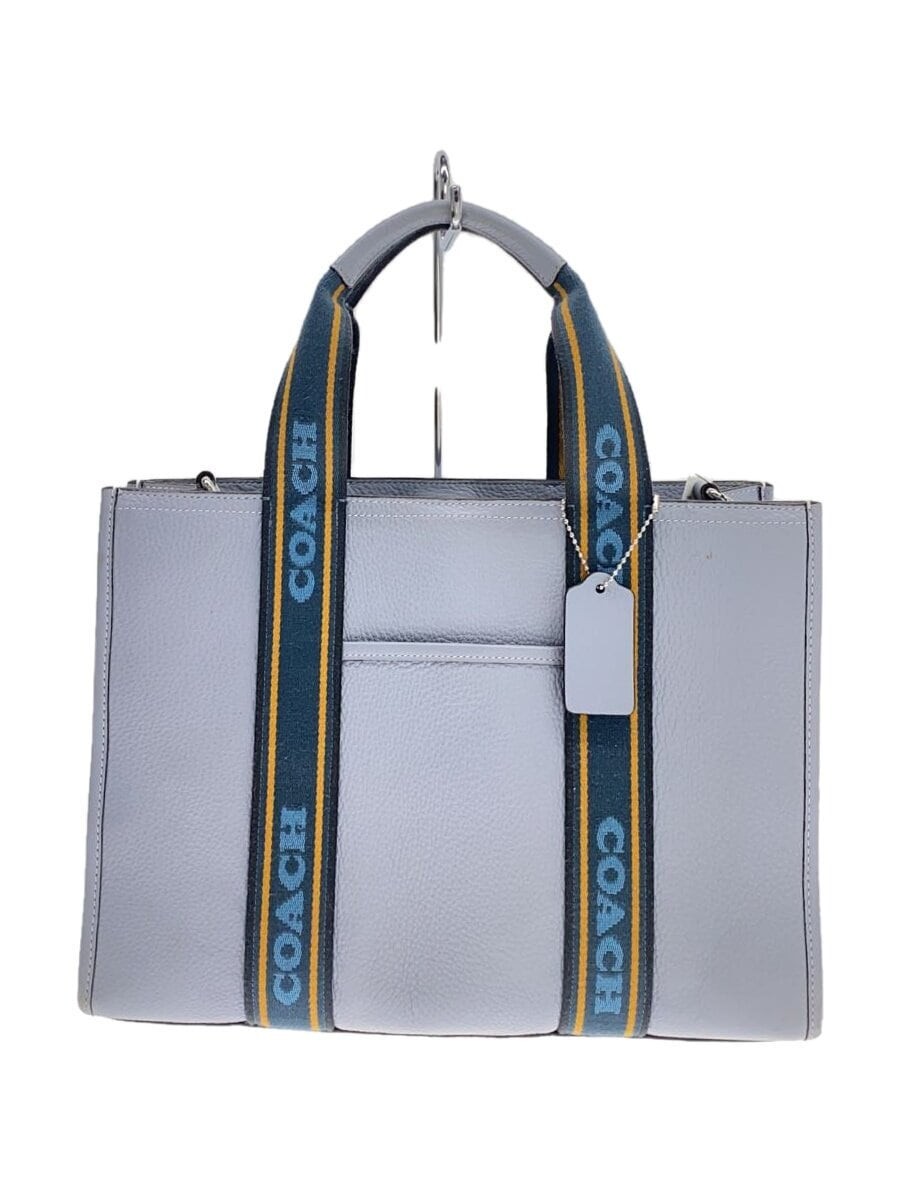 COACH Signature Blue Leather Tote Bag CM067 Stylish Carryall