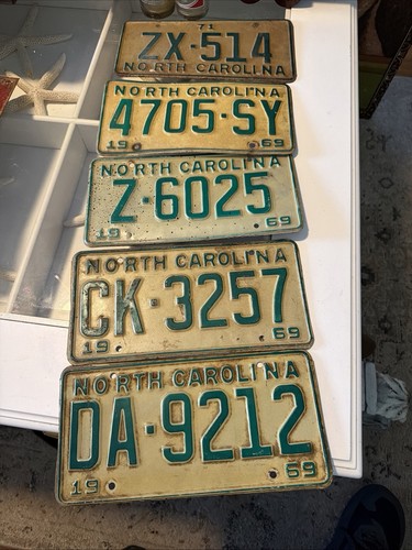 Vintage 1969 North Carolina License Plate