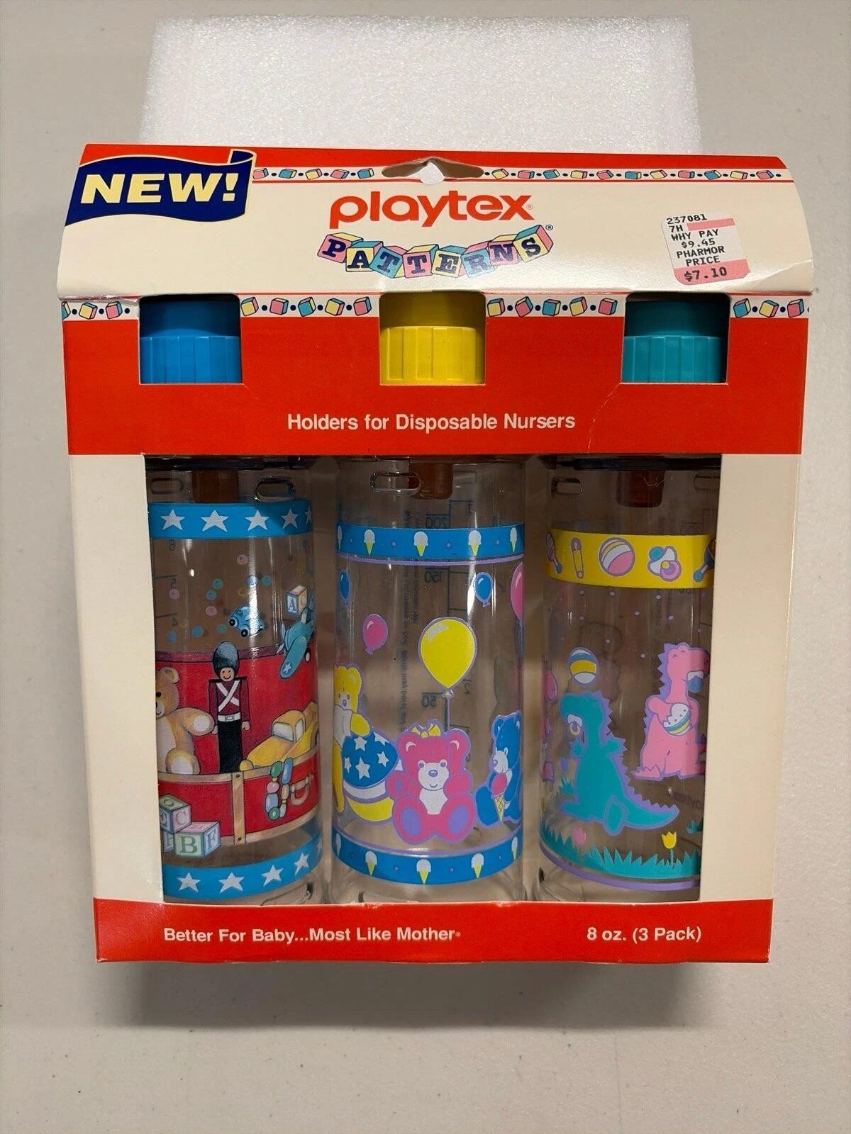 NIP Vintage 80s 90s 1988 Playtex Patterns 3-Pack 8oz Baby Bottle
Opens in a new window or tab