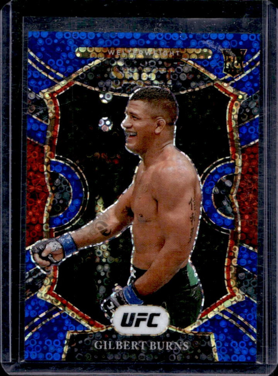 2021 Panini Select UFC Gilbert Burns Blue Disco Prizm Rookie RC Concourse #/99