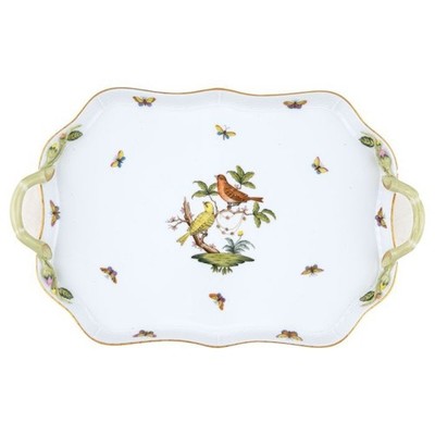 Herend Rothschild Bird Rectangular Tray with Branch Handles 18 in VBO-00427-0-0