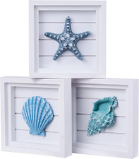 3D Art Beach Wall Decor Coastal Decor for Home 6.3 X6.3 Ocean Decorations Sets