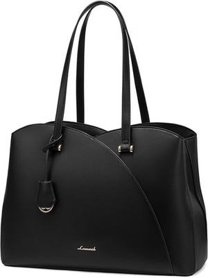 Women's Laptop Bag  Leather Tote Large Capacity, Fits 15.6'' Laptop, Black